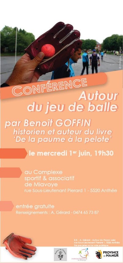 Affiche de la conférence « Autour du jeu de balle ».
